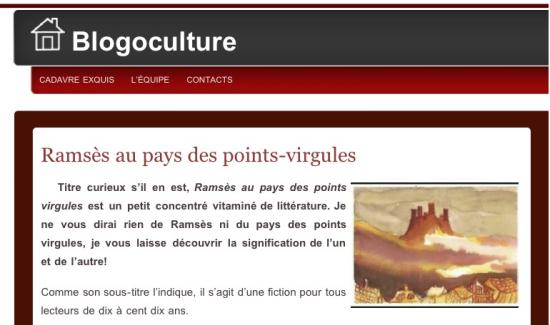 Blogoculture recommande «Ramsès au pays des points-virgules»