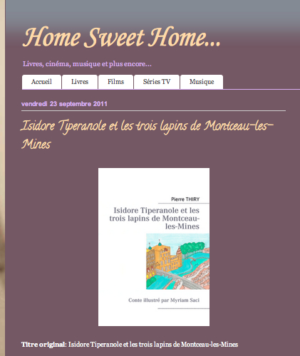 Home Sweet Home vous recommande "Isidore Tiperanole et les trois lapins de Montceau-les-Mines"