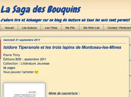 La Saga des Bouquins a lu "isidore Tiperanole..."'
